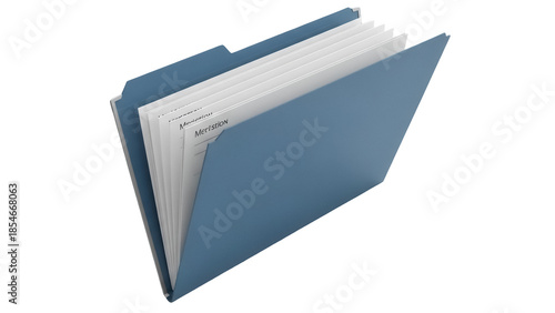 Εκτύπωση καμβά Blue file folder with documents isolated PNG, office supplies for organization a