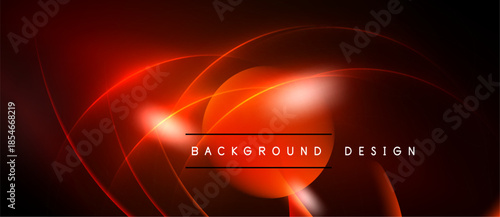 Abstract red neon lines create dynamic curves. Dark background emphasizes glowing shapes, modern design element.