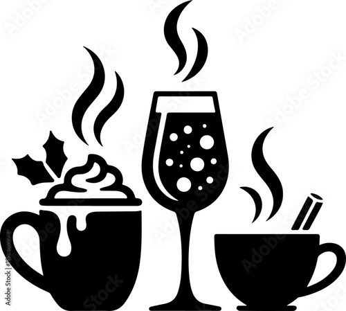 Holiday drinks silhouette vector illustration