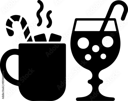 Holiday drinks silhouette vector illustration