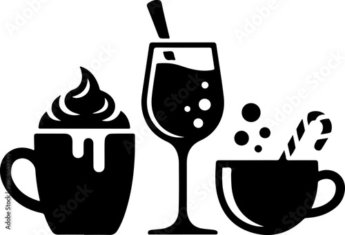 Holiday drinks silhouette vector illustration