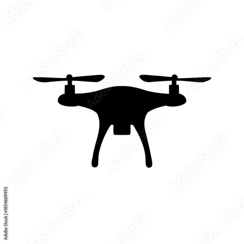 Isolated Drone Silhouette, Aerial Vehicle, UAV, Technology, Unmanned Aircraft System Illustration