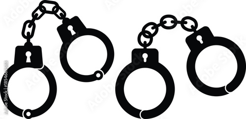 A graphic illustration of two pairs of handcuffs