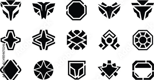 Abstract Geometric Sci-Fi Symbols and Logos Vector Set