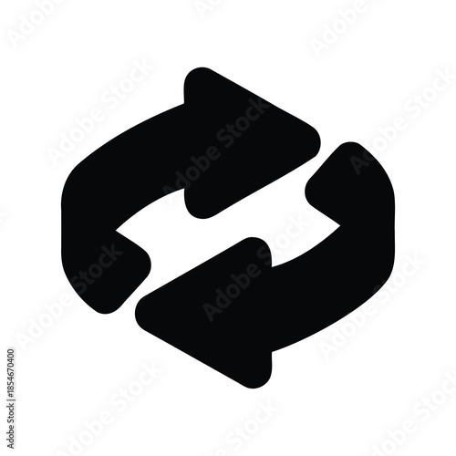 Exchange arrows, reverse direction, swap arrows, looping symbol, black on white background