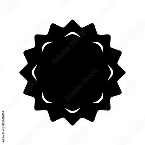 Black rosette or starburst with inner curves and jagged outer edges