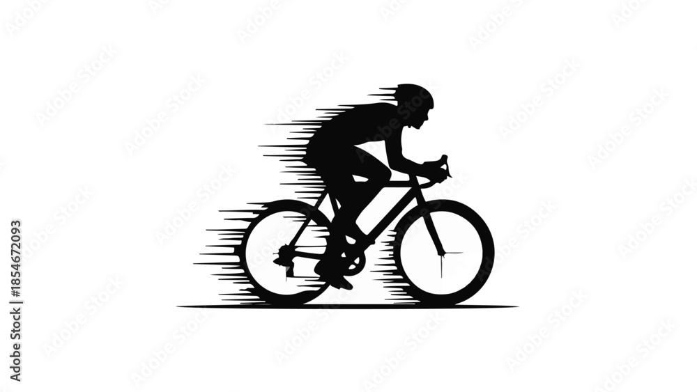 Obraz premium Dynamic silhouette of a cyclist in motion, conveying speed and determination.
