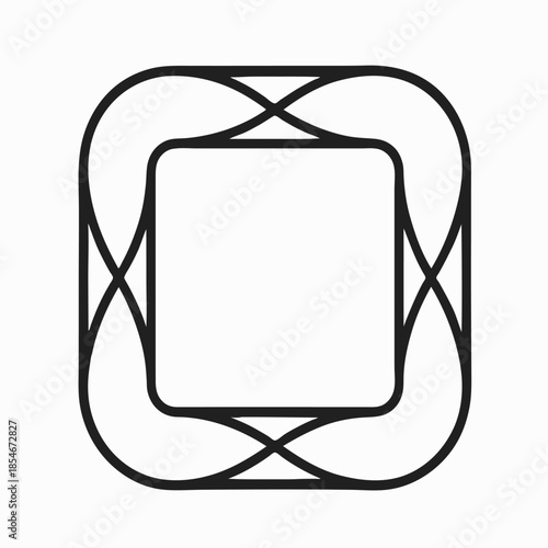 Print  Modern Rounded Geometric Frame – Overlapping Arcs Vector Icon with Smooth Curves, Pixel-Perfect Design for Print & Web