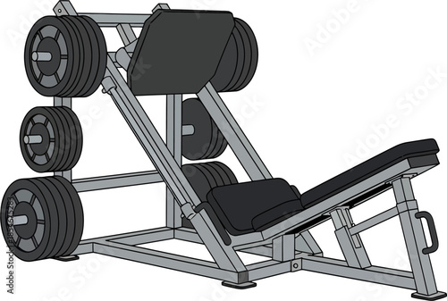 Leg press weight machine for gym training vector illustration