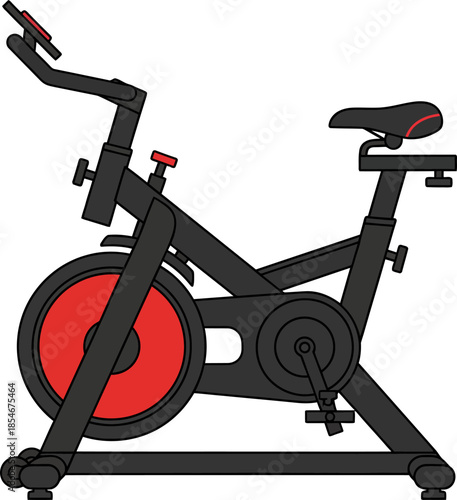 Stationary exercise bike for indoor fitness training vector illustration