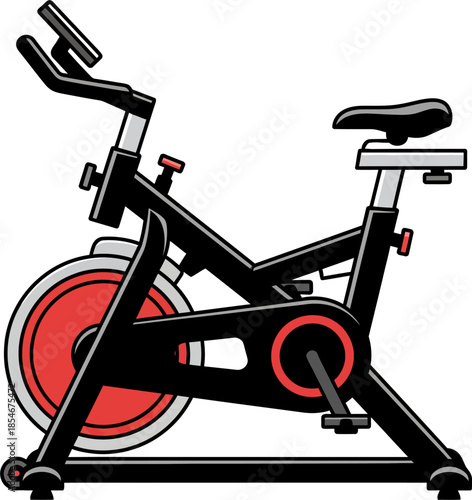 Stationary spin bike for fitness workout vector illustration