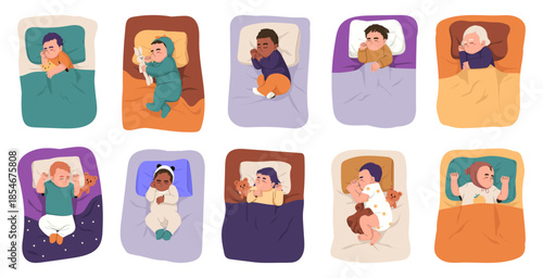 Set of Cute Baby Sleeping