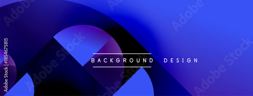 Abstract blue gradients form dynamic shapes. Text reads background design centered within composition. Modern aesthetic, vibrant colors.