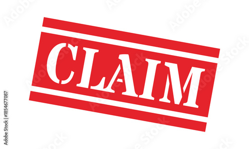 Rectangular red rubber claim stamp with serrated star border