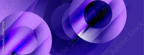 Abstract composition featuring overlapping purple circles, creating dynamic visual effect. Smooth gradients, modern design.