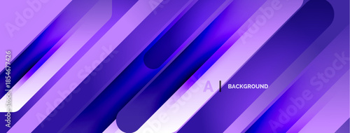 Abstract purple design features dynamic lines, rectangles. Gradient shades create modern, sleek visual effect. Minimalist composition.