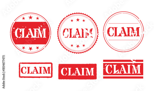 Grunge red rubber claim stamp vector for insurance legal