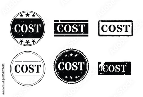 Grunge black cost stamp vector collection set icons designs