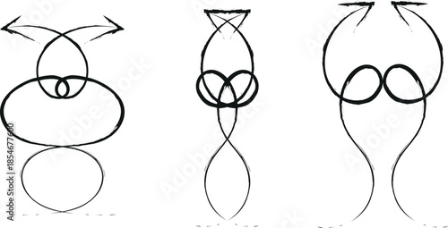 Diagrams of figure eight knot formation and variations