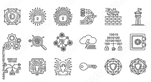 Collection of security and data protection icons