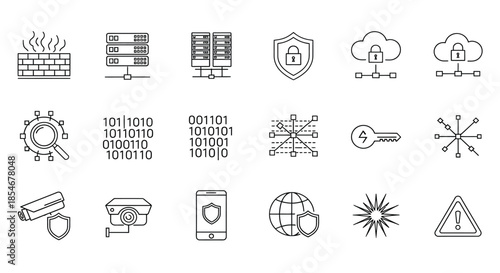 Network security and data protection icons