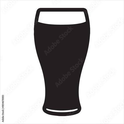 Black pint glass silhouette on white background beer