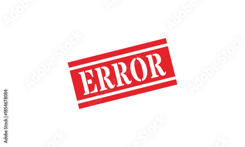 Rectangular red error stamp with horizontal bars stencil text