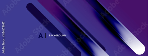Abstract purple background features dynamic diagonal lines. Gradient shades create modern visual effect. Text reads AI BACKGROUND.