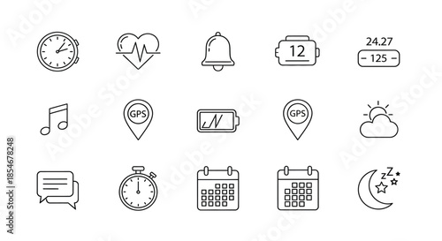 Smartphone icon set for various functions