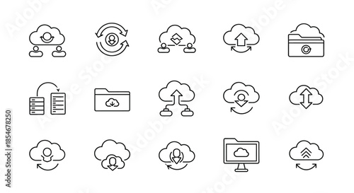 Cloud computing and data transfer icons