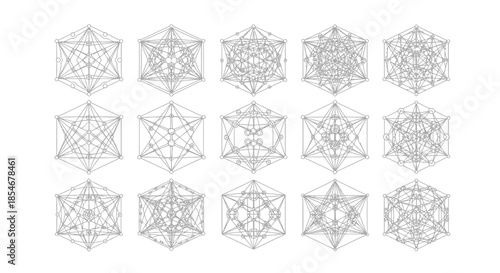 Geometric patterns of interconnected polyhedra