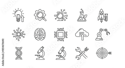 Collection of science and technology icons
