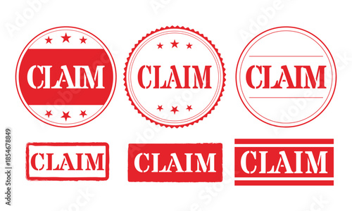 Red rubber claim stamp icons vector for insurance legal