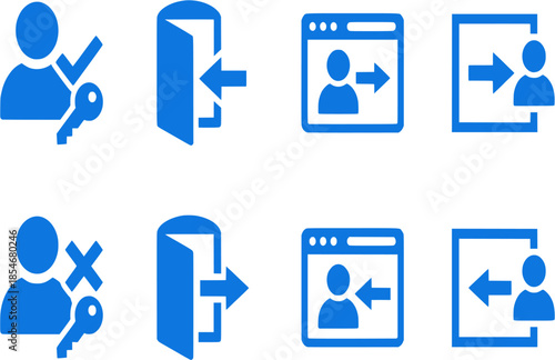 User Access Control Icons – Login, Logout, Authentication, User Switch Vector Set 