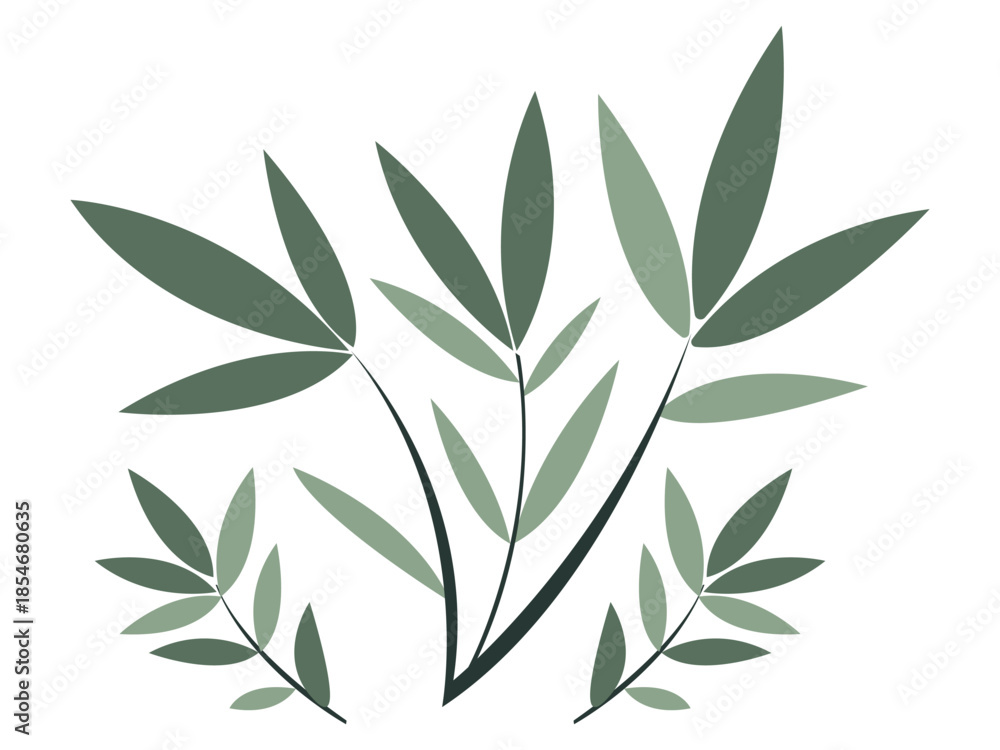 Fototapeta premium Minimal Botanical Leaf Branch Illustration: Hand-Drawn Foliage Vector