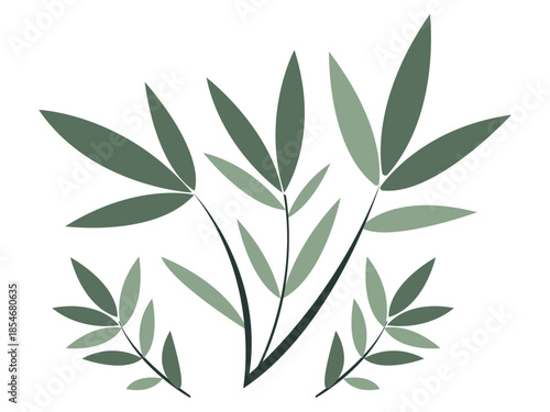 Minimal Botanical Leaf Branch Illustration: Hand-Drawn Foliage Vector