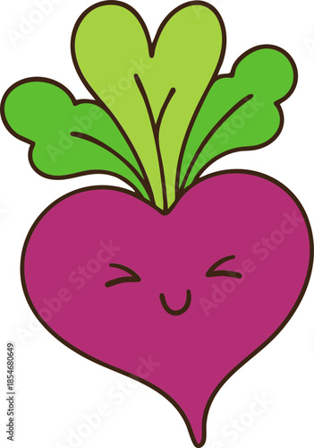 Cute smiling vegetable illustration with green leaves, perfect for kids designs and playful themes