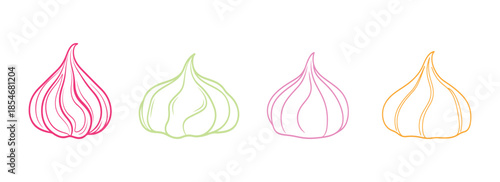 Meringue vector graphic. Whipped cream for cakes and pies. Outline drawing on a white backdrop. Swirled dessert, mousse foam

