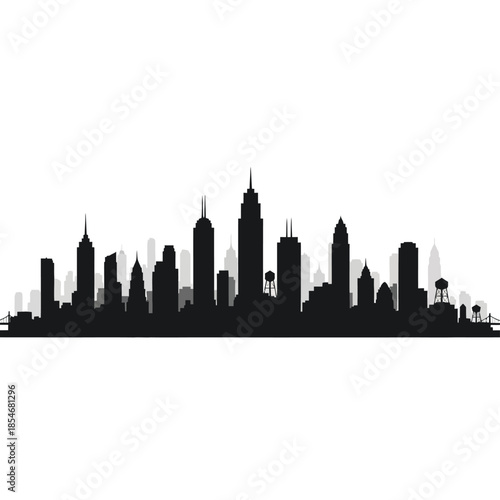 Black and white city skyline silhouette