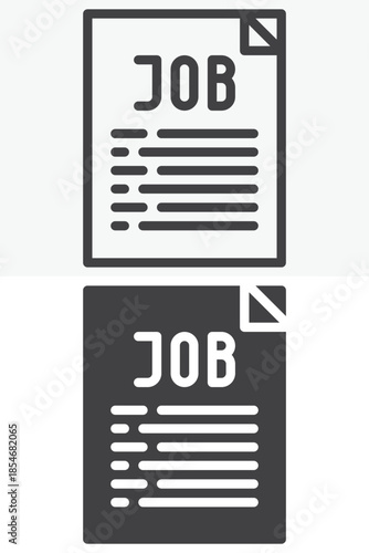 Job contract line and solid vector icon set