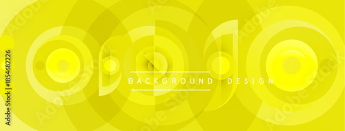Yellow abstract circles create dynamic background. Text reads background design. Simple, modern visual composition.