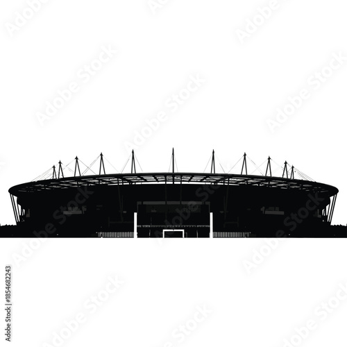Silhouette of a large stadium with transparent background