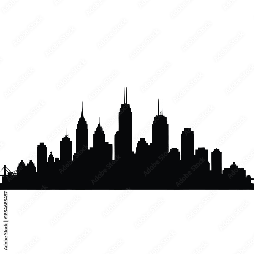 Obraz premium Black and white city skyline silhouette