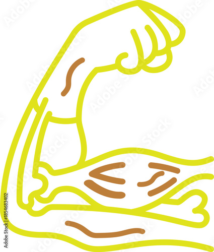 Detailed vector illustration of a strong muscular human arm in grayscale