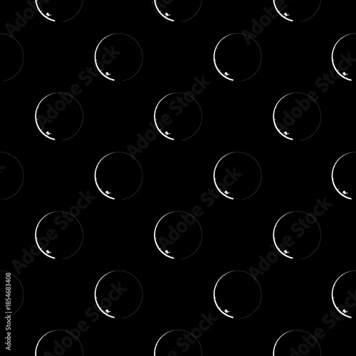 Fishing rod circle seamless pattern isolated on black background