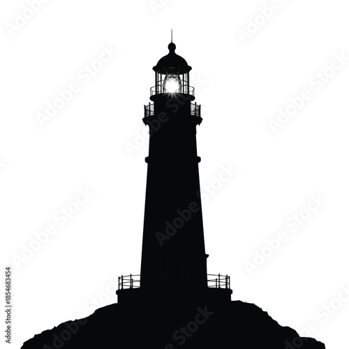 Silhouette of a lighthouse on a transparent background