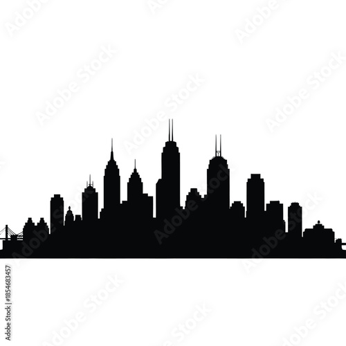 Black and white city skyline silhouette