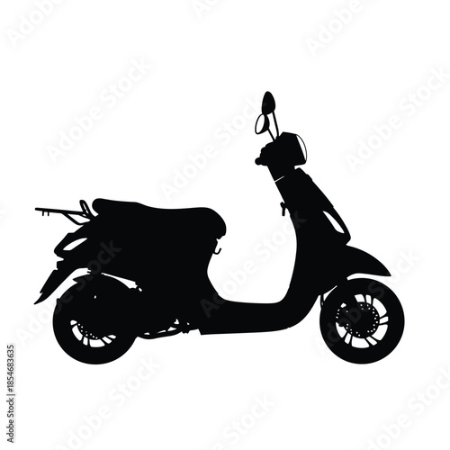 Black scooter silhouette on transparent background