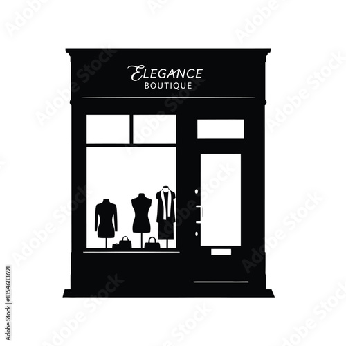 Elegance boutique storefront silhouette