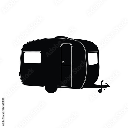 Black camper trailer silhouette
